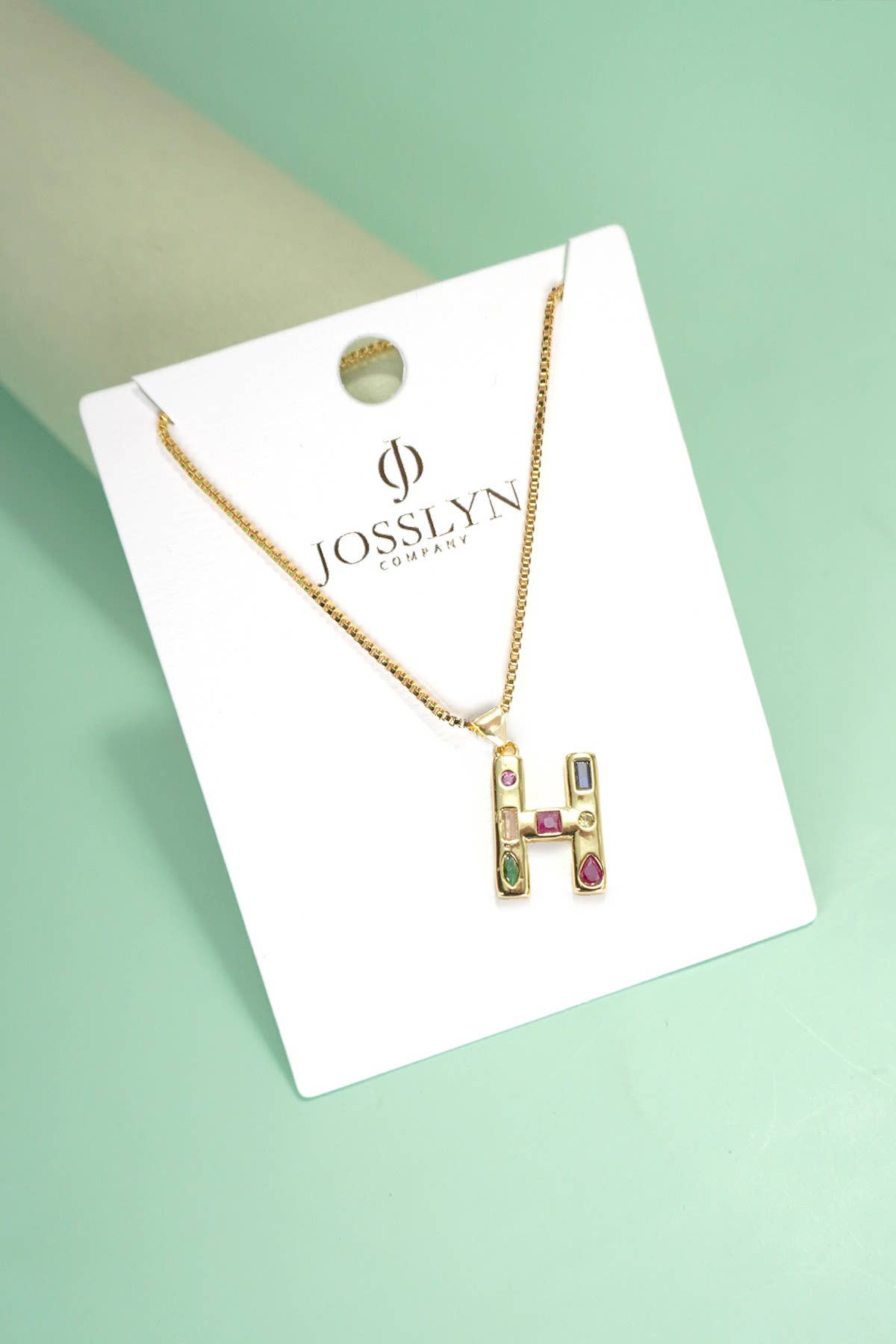 Multi Color Initial Rhinestone Necklace