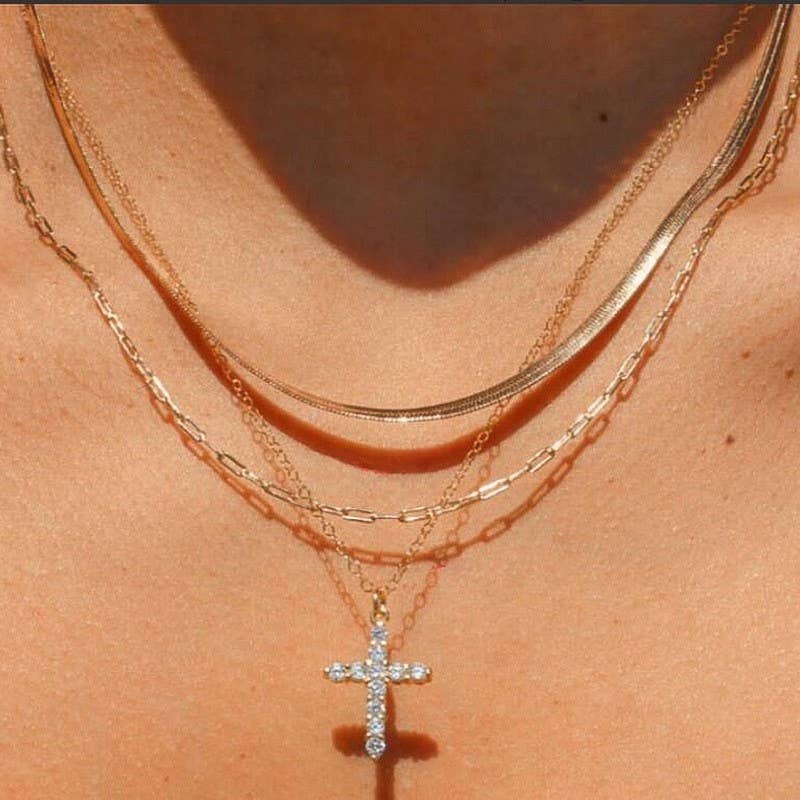 Layered Cross Necklace