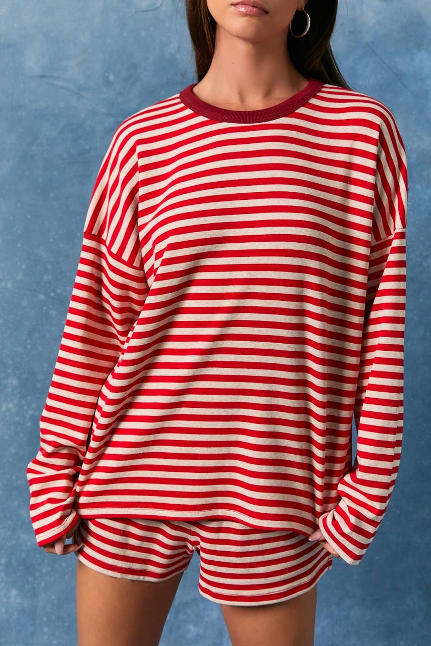 Red Stripe Oversized Top - FINAL SALE
