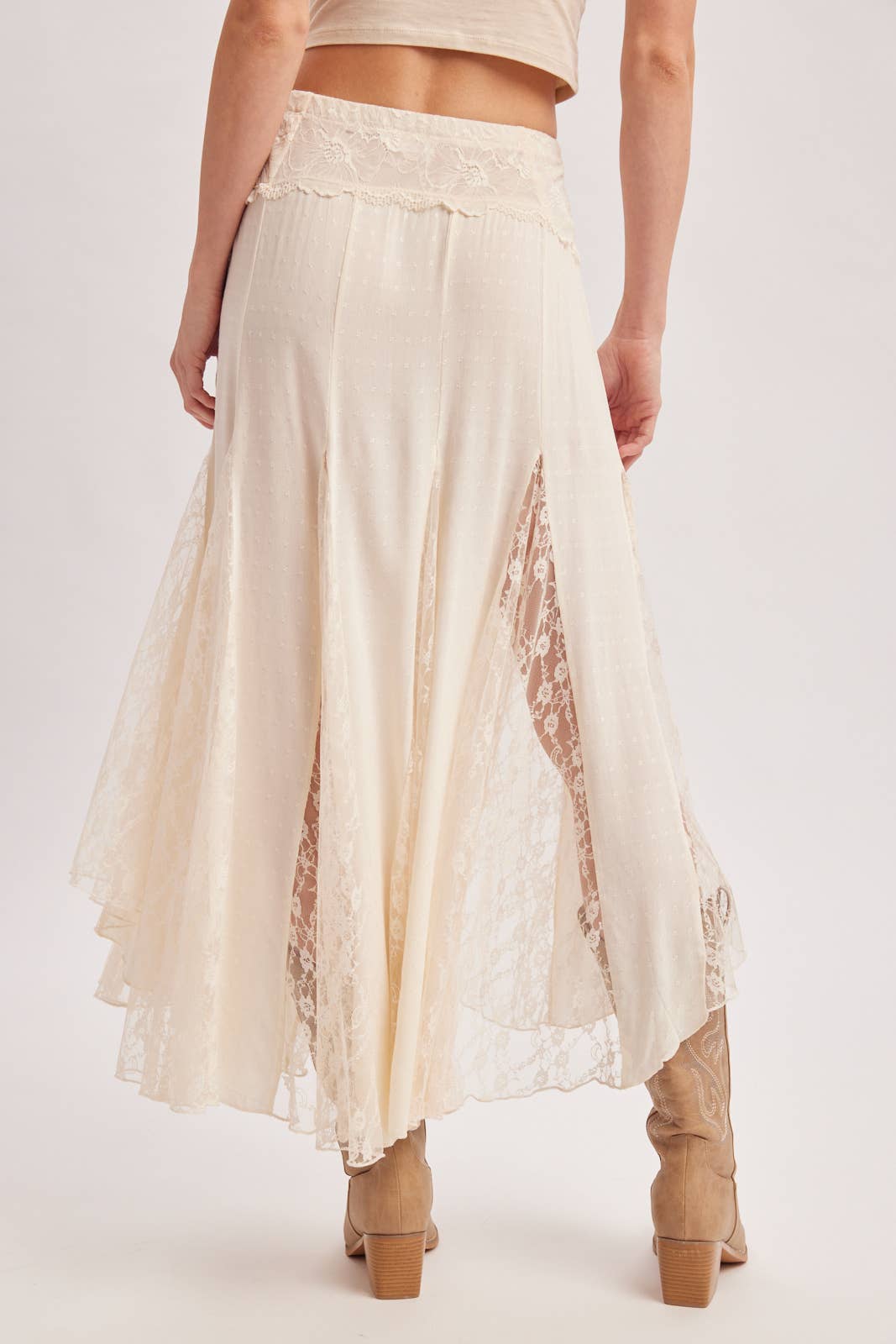 Cream Lace Maxi Skirt