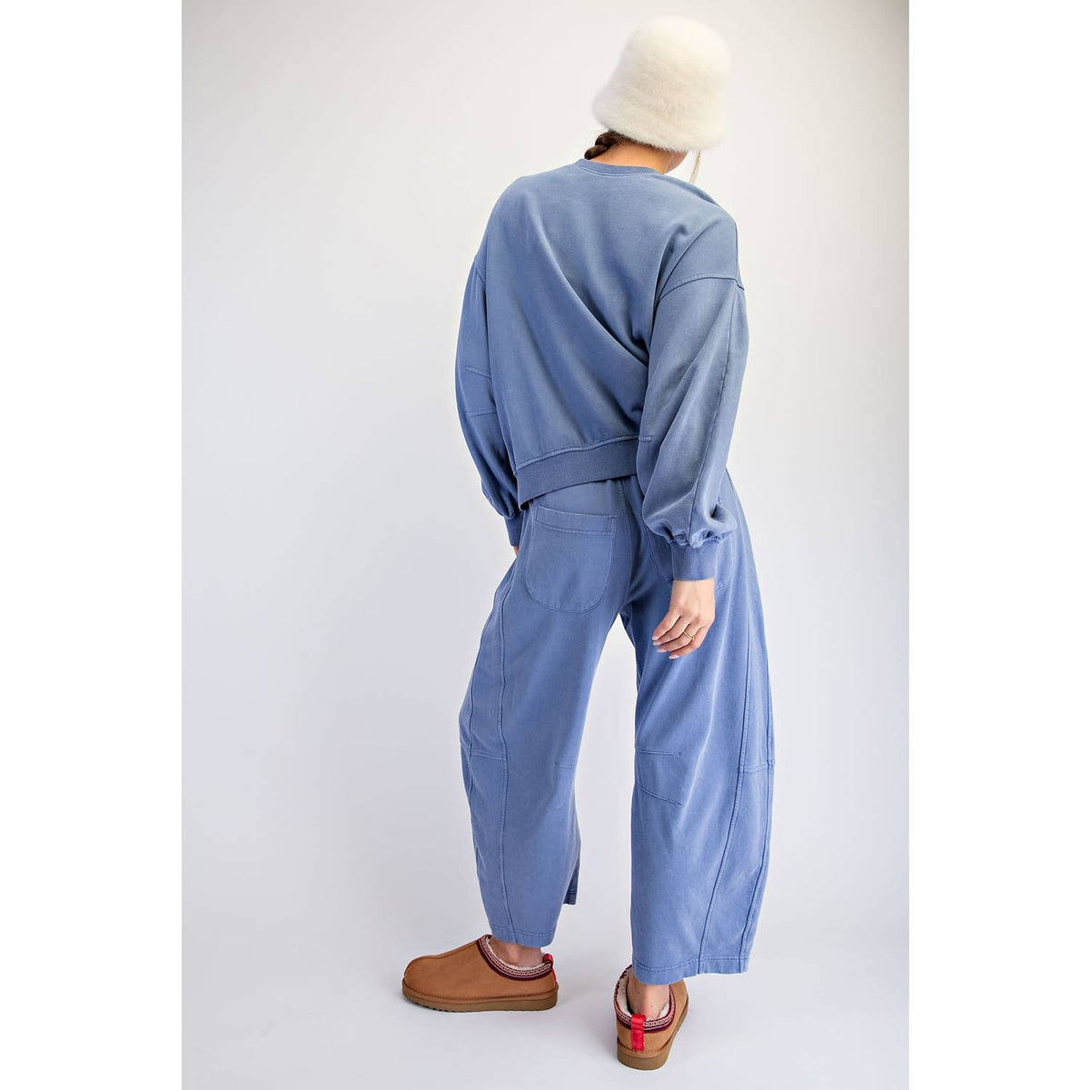 Blue Mineral Washed Barrel Pants
