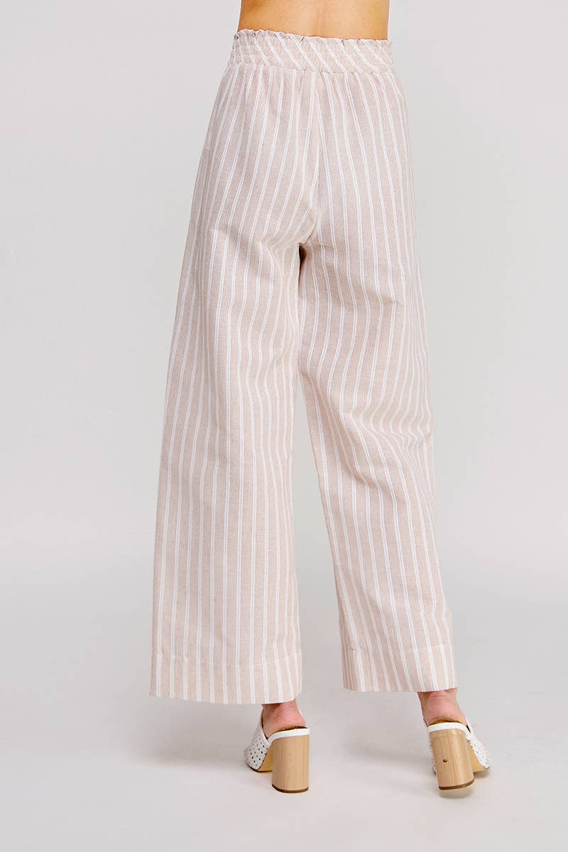 Sand Stripe Tie Waist Wide Leg Pants