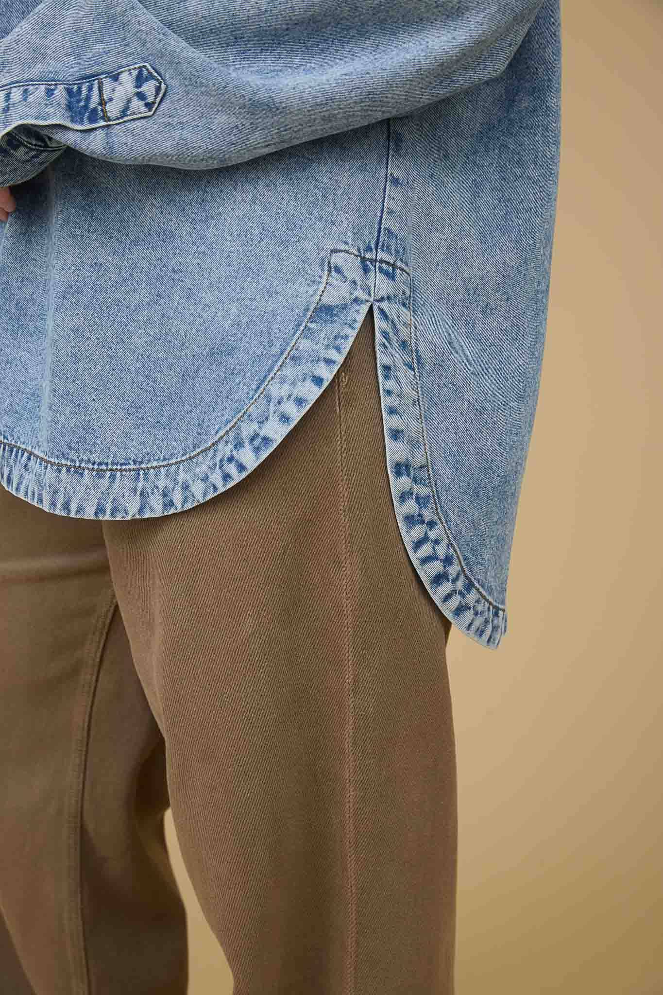 Plus Chambray Button Down Top