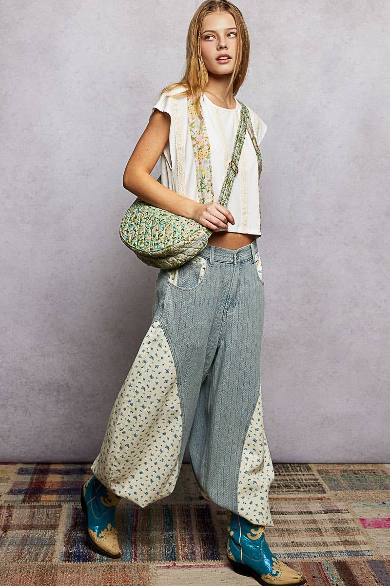 Pistachio Lightweight Quilted Floral Bag
