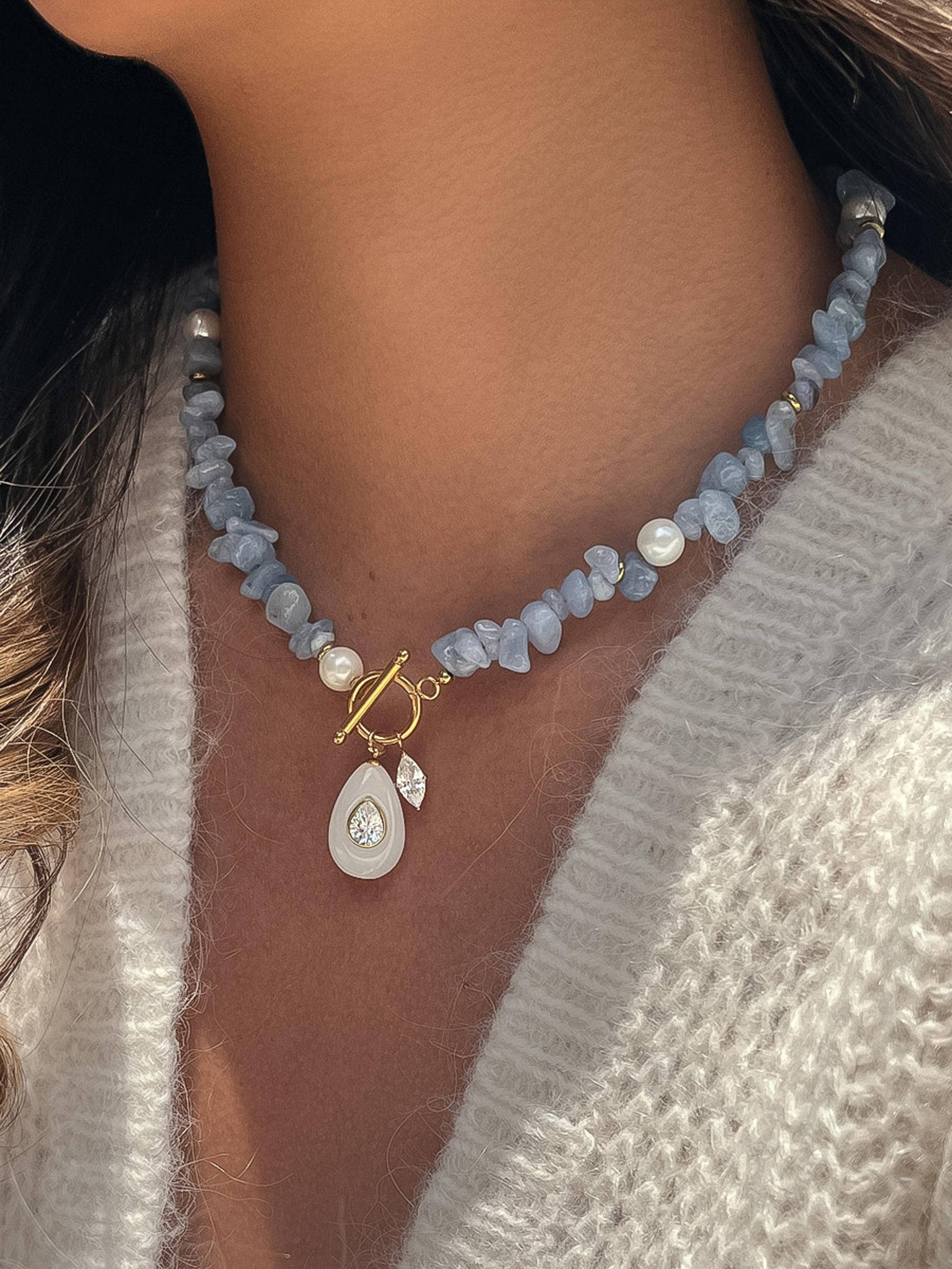 Blue Stone Charm Necklace