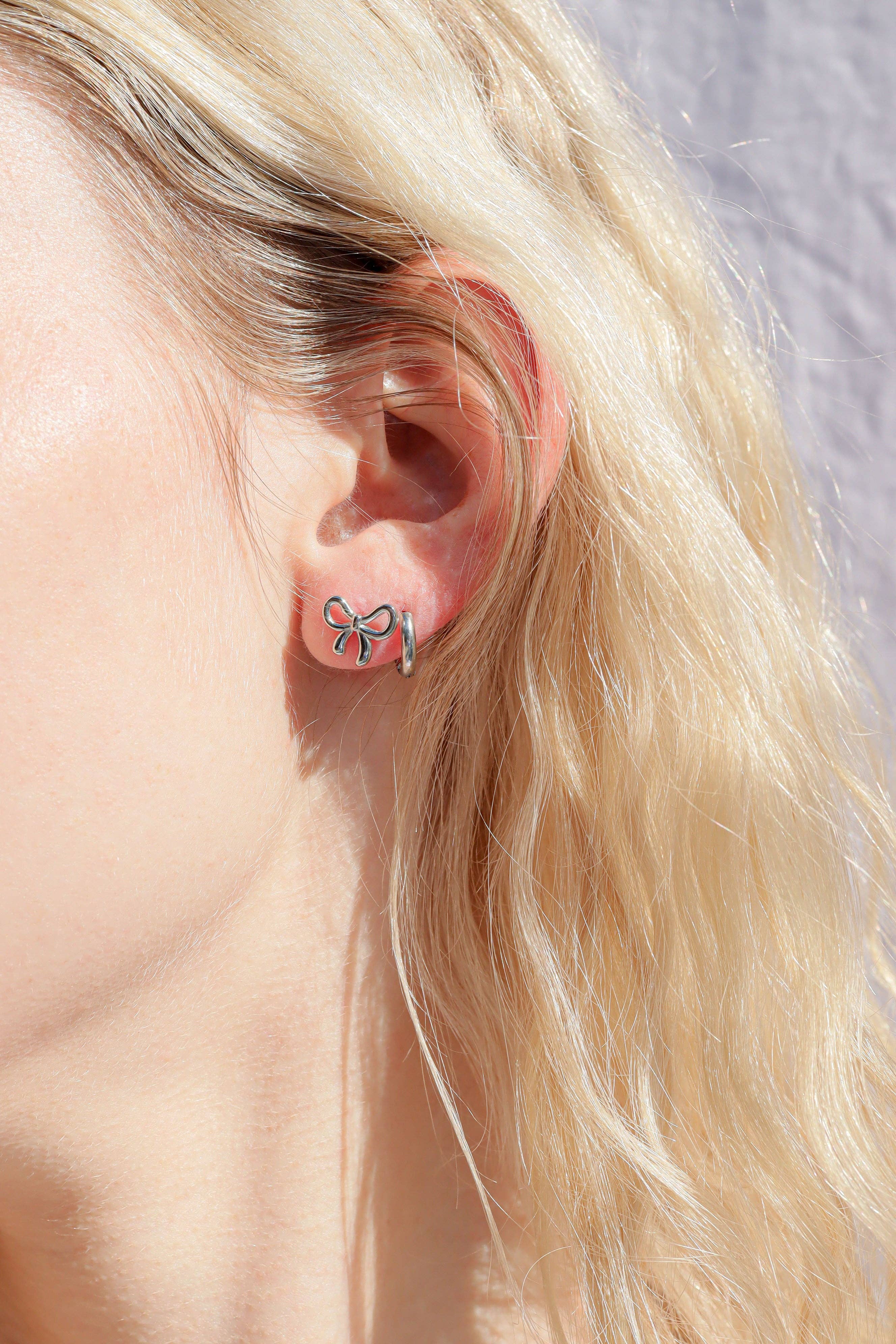 Gold Bow Stud Earrings