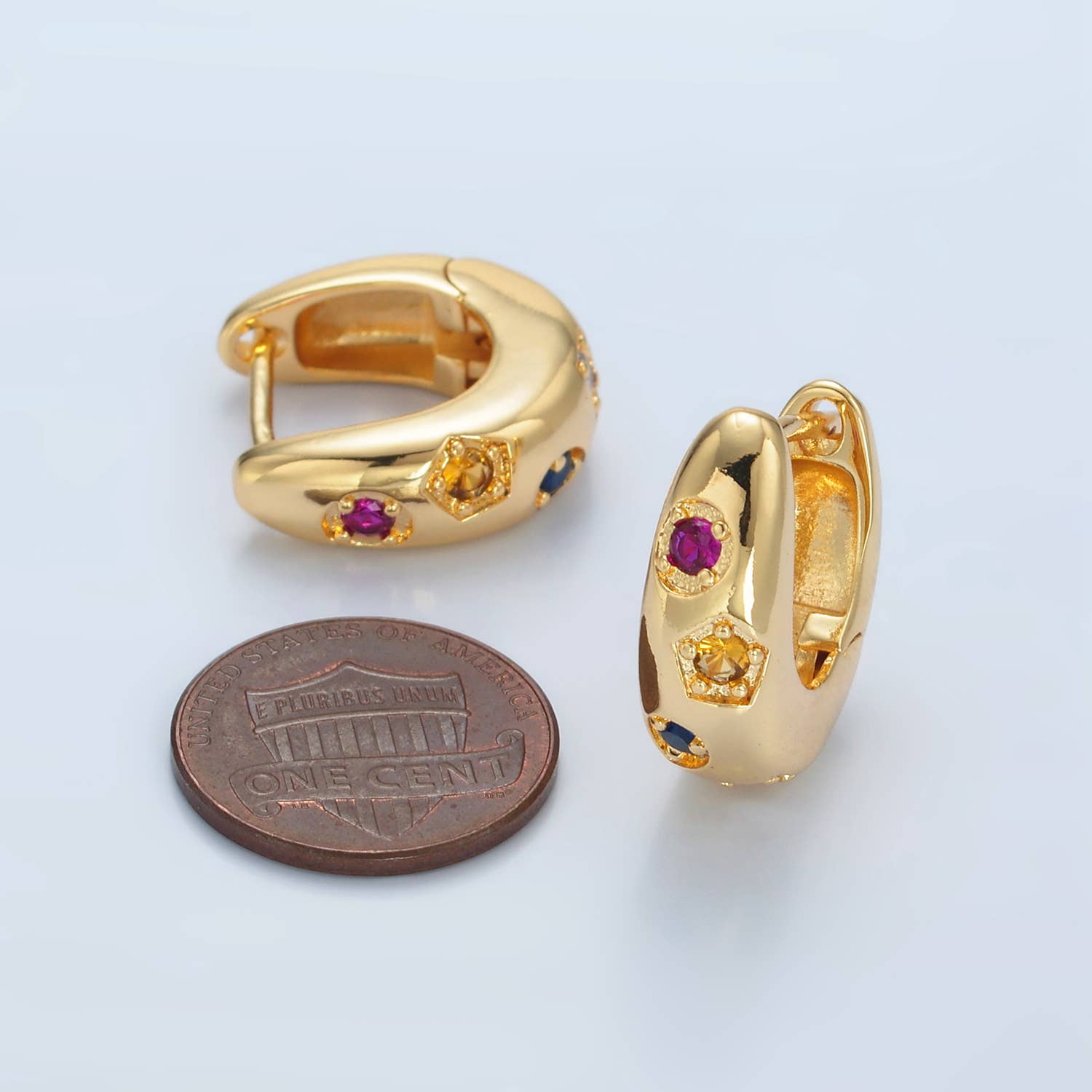 24K Gold Filled Multicolor Geometric Huggies