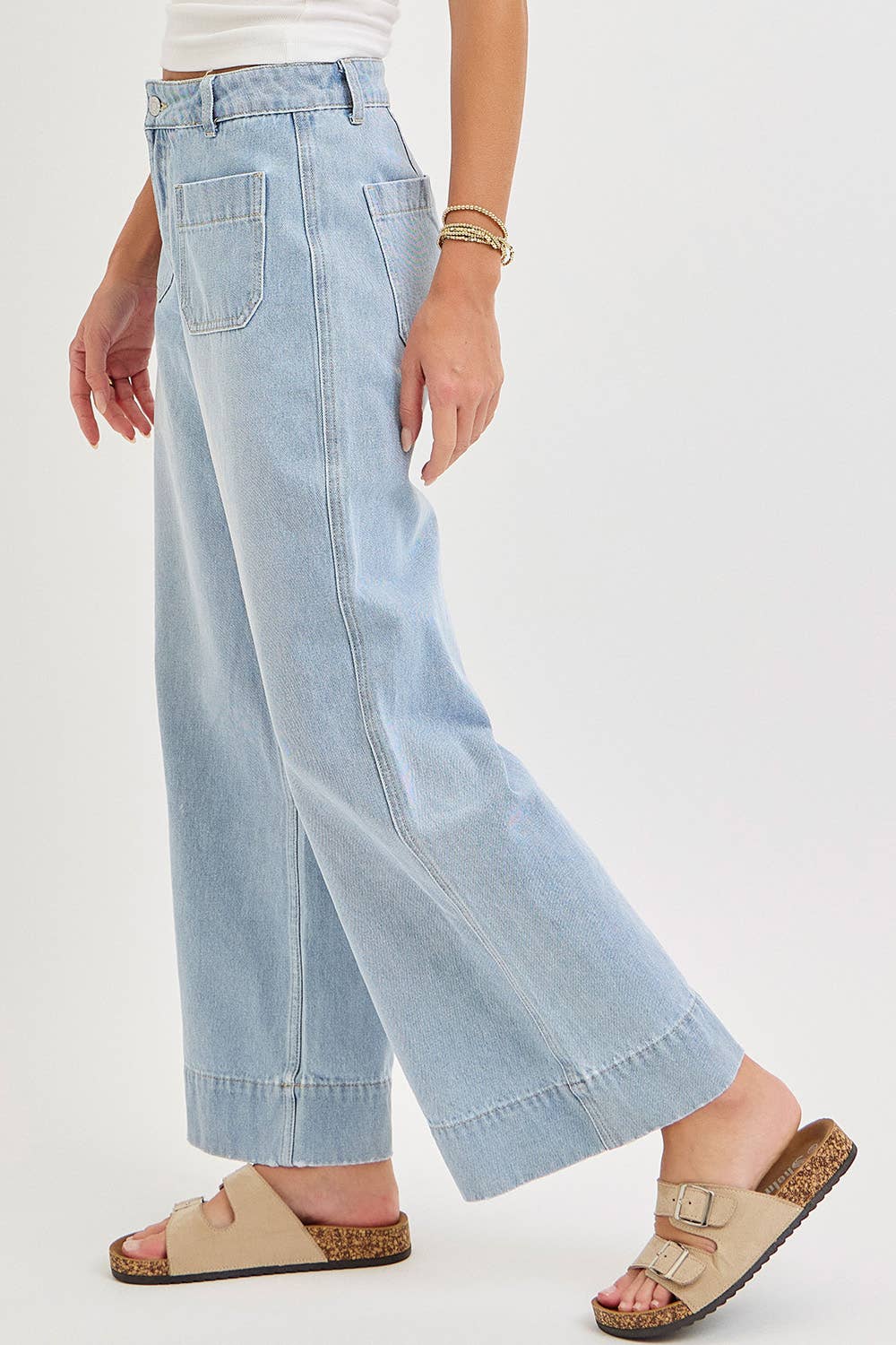 Light Wash Wide Leg Denim Jeans