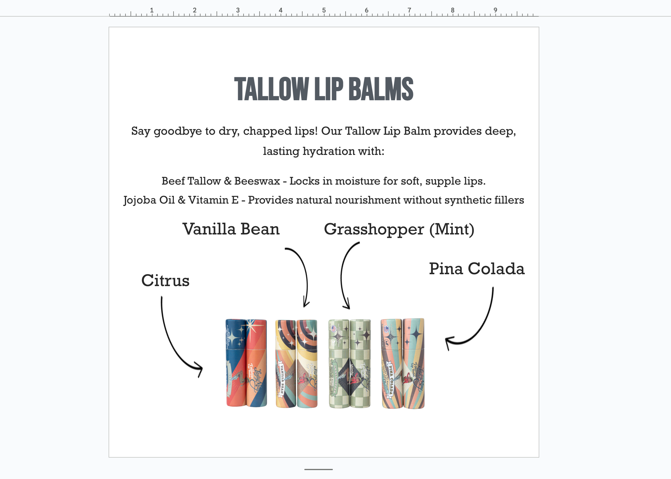 Tallow Lip Balm - VANILLA