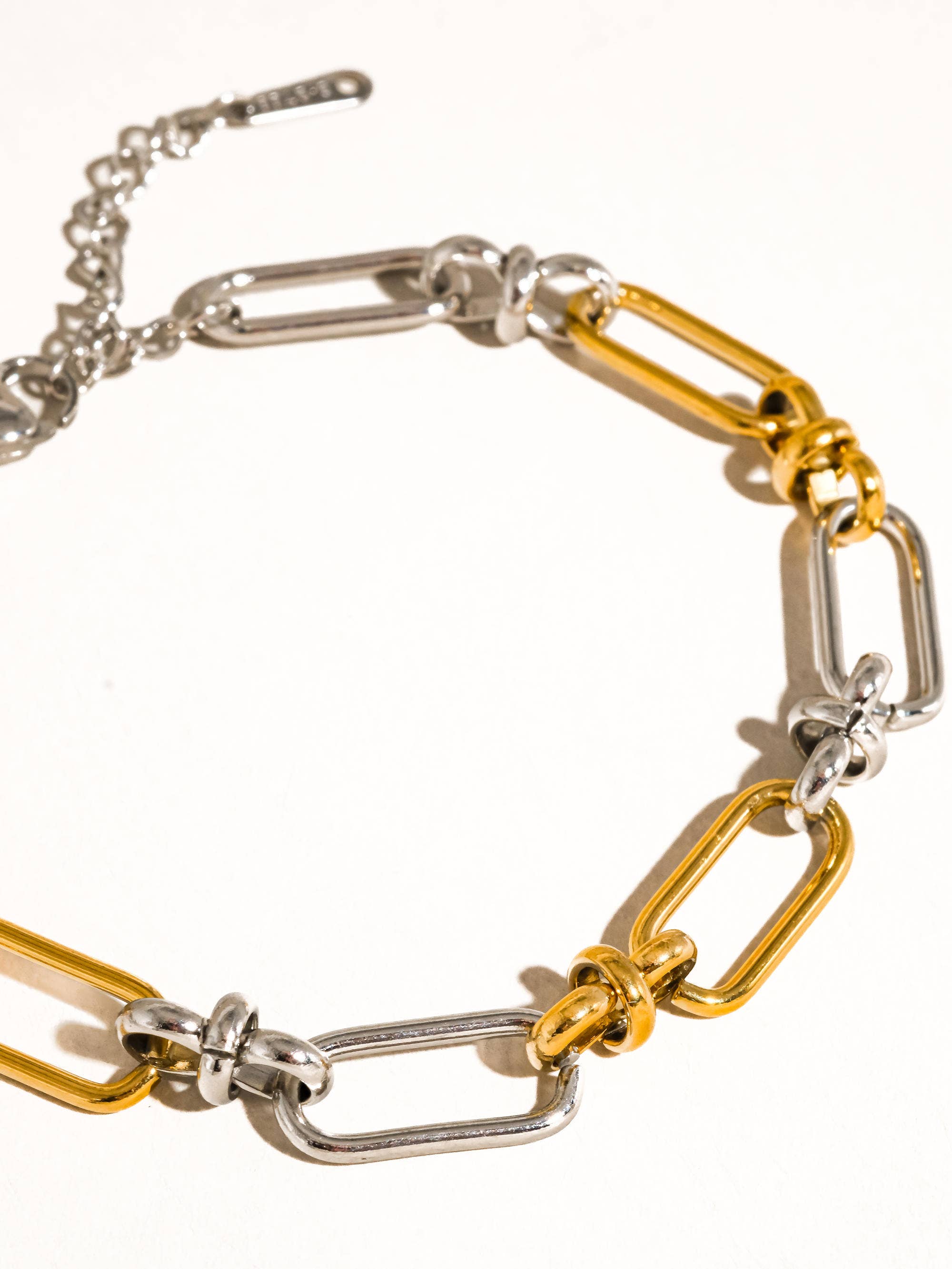 18K Gold Non-Tarnish Two Tone Chain Bracelet