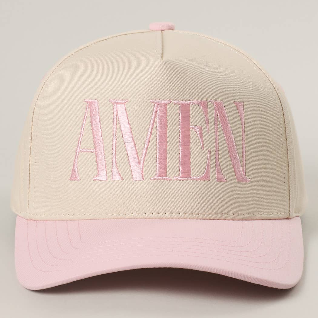 Pink AMEN Embroidery Trucker Hat