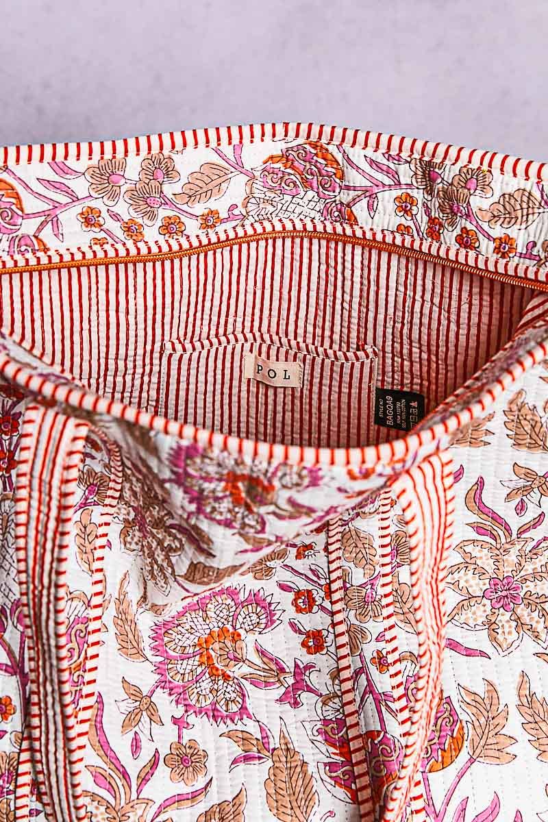 Ivory Quilted Tote Bag: