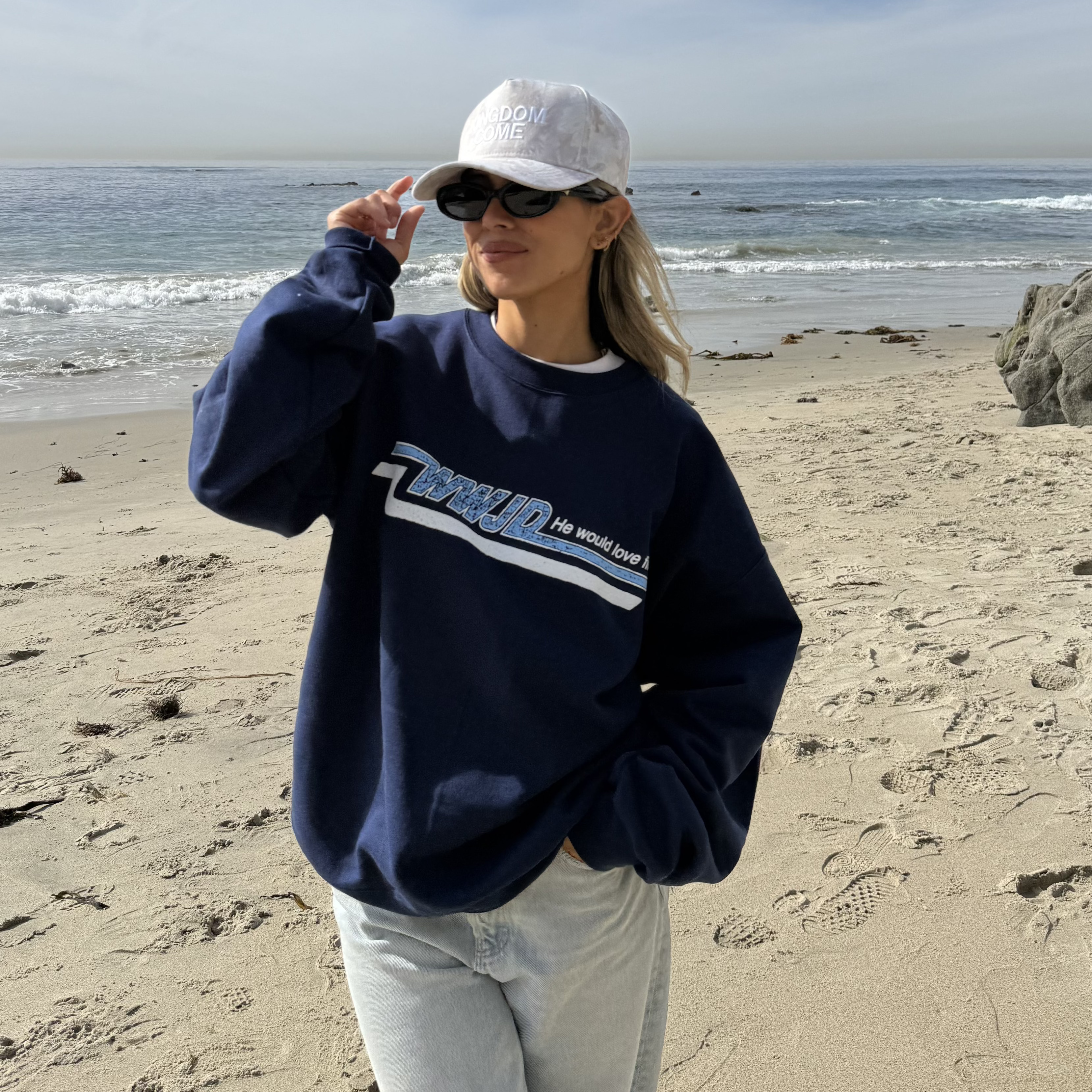 Navy VINTAGE WWJD Skater Crewneck