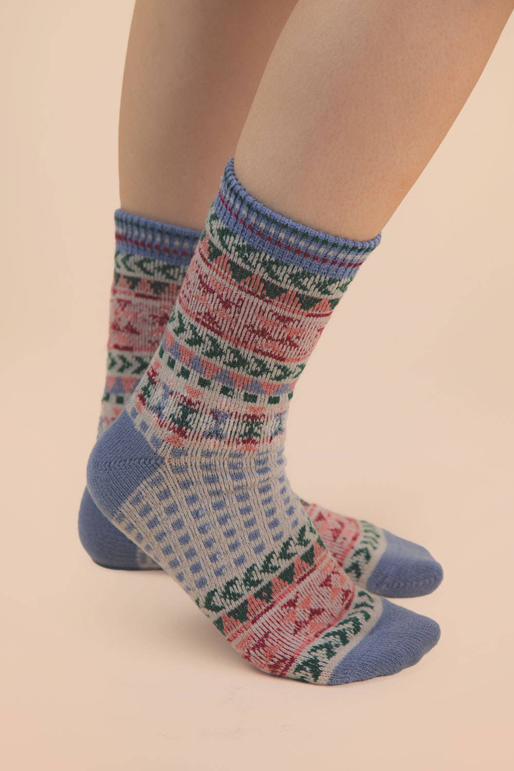 Gray Geometric Graphic Crew Socks