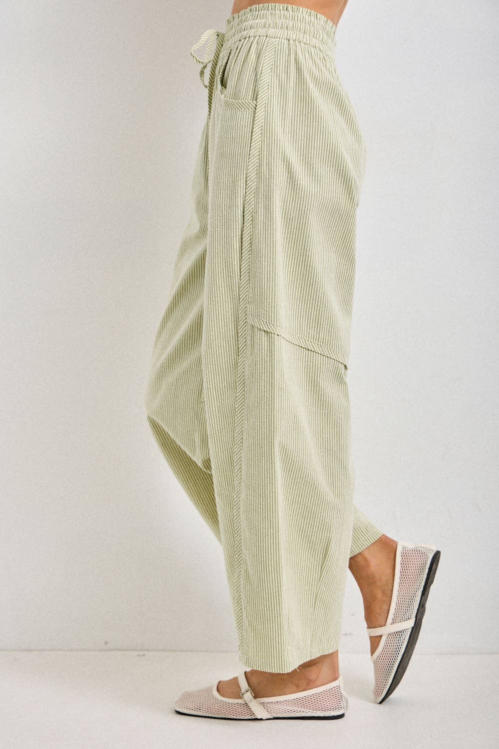 Green Striped Drawstring Pants - FINAL SALE
