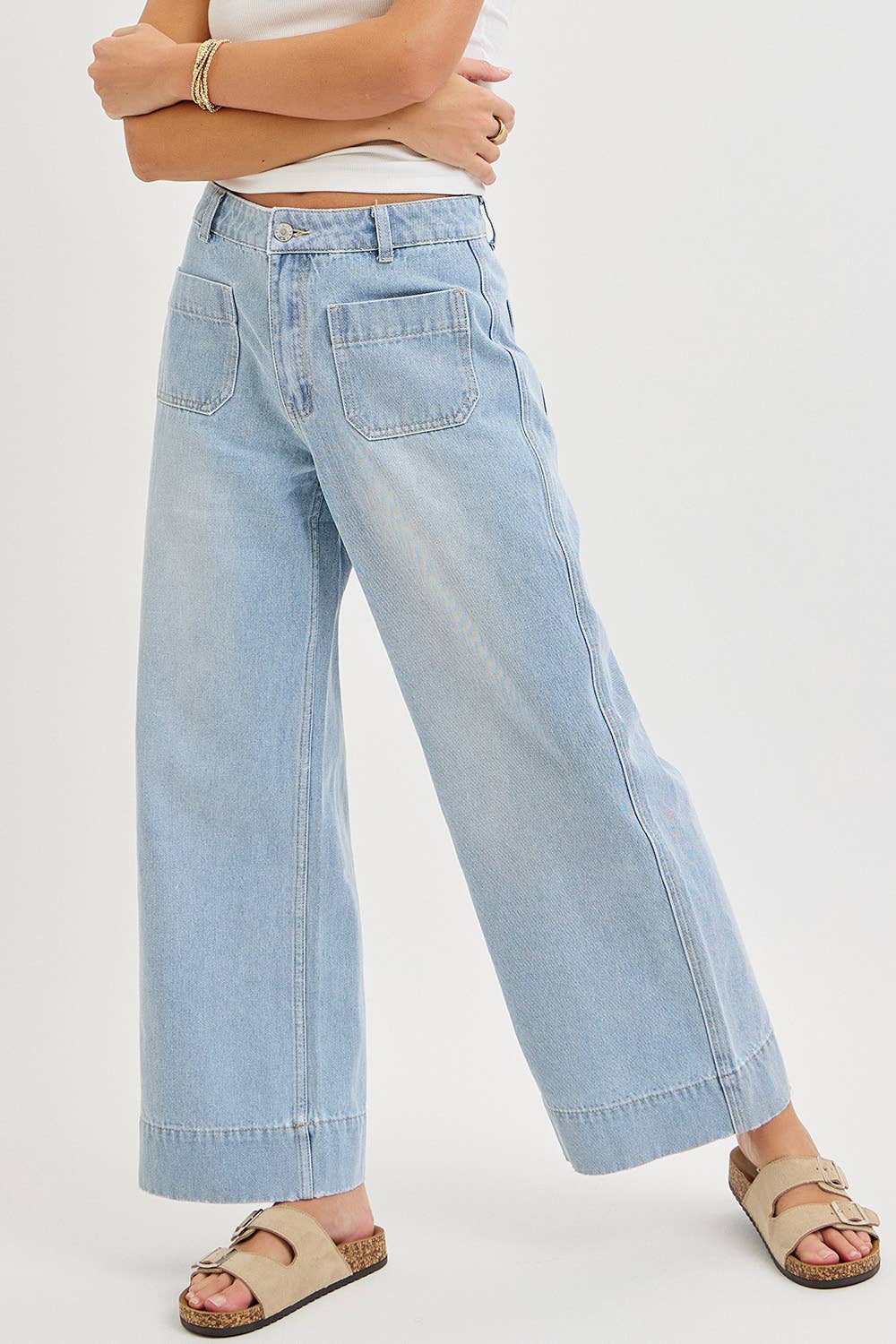 Light Wash Wide Leg Denim Jeans