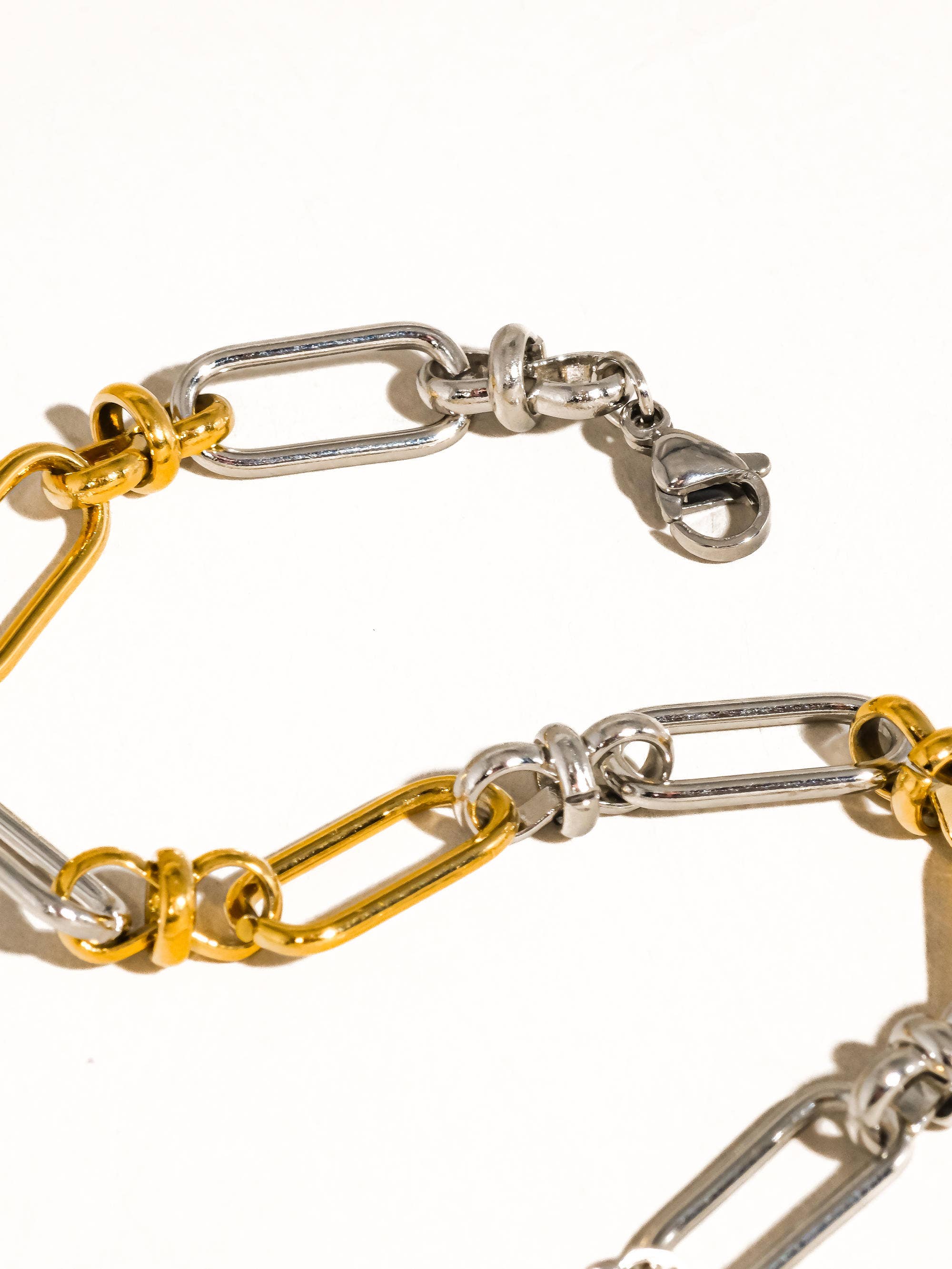 18K Gold Non-Tarnish Two Tone Chain Bracelet