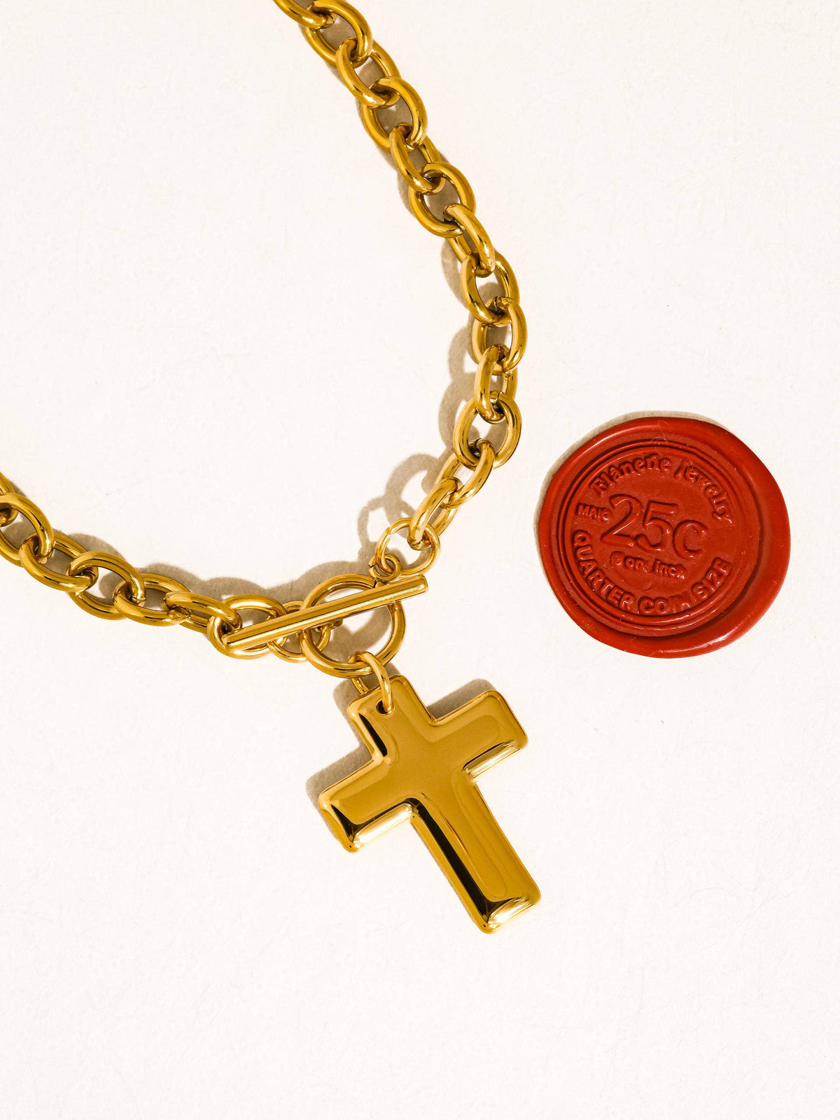 Gold Non-Tarnish Cross Pendant Necklace