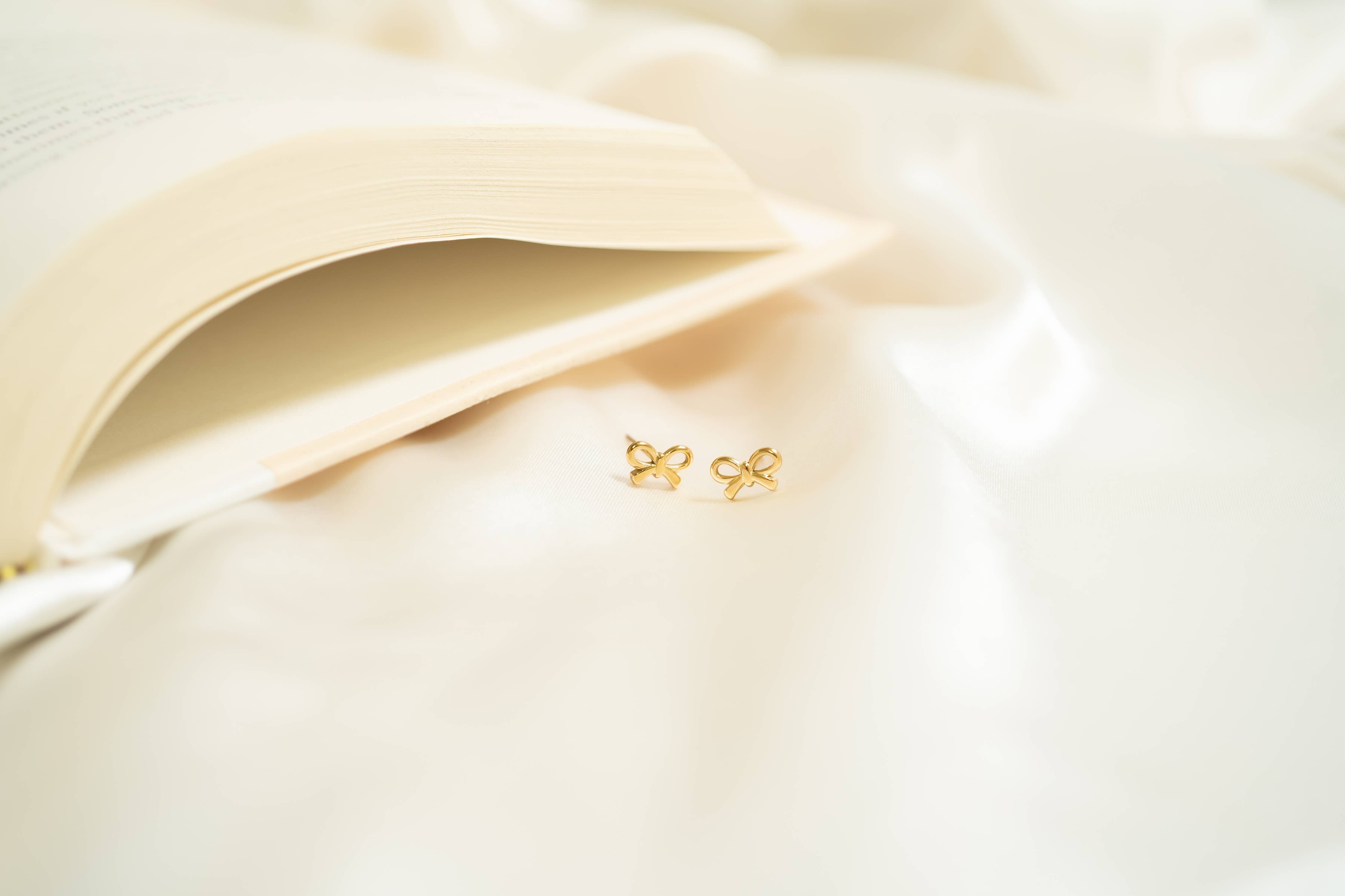Gold Bow Stud Earrings