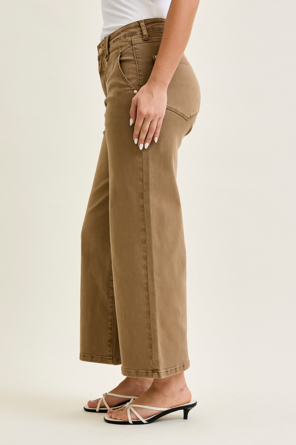 Brown High Waist Wide Leg Denim