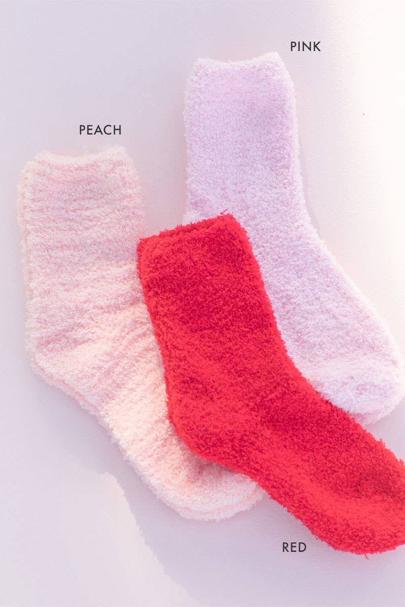 Solid Color Fuzzy Socks: Pink