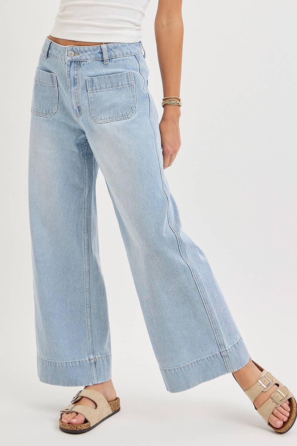 Light Wash Wide Leg Denim Jeans