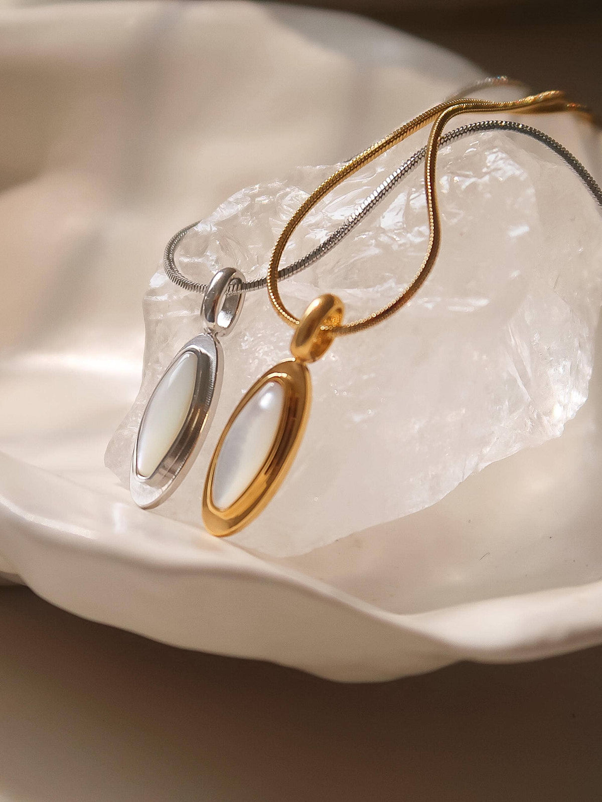 Gold Amulet Non-Tarnish Shell Necklace
