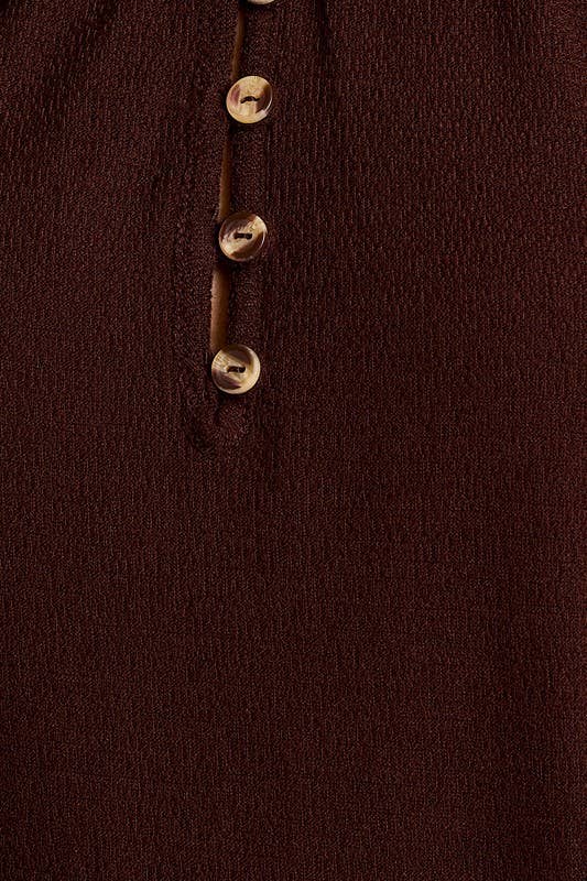 Brown Long Sleeve Button Top - FINAL SALE
