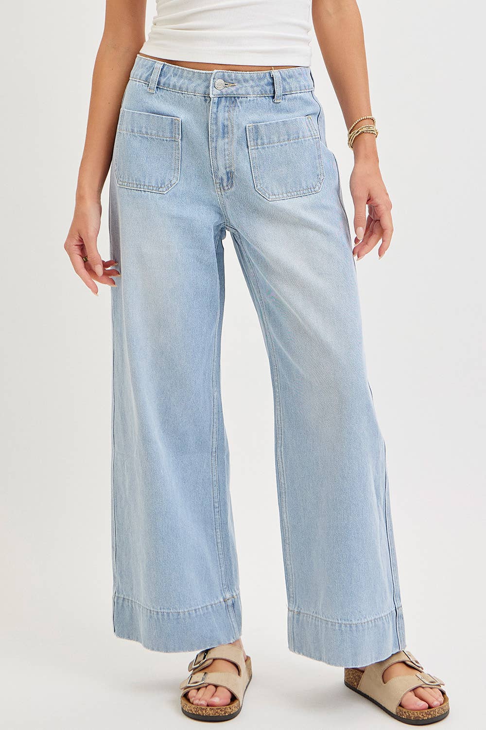 Light Wash Wide Leg Denim Jeans