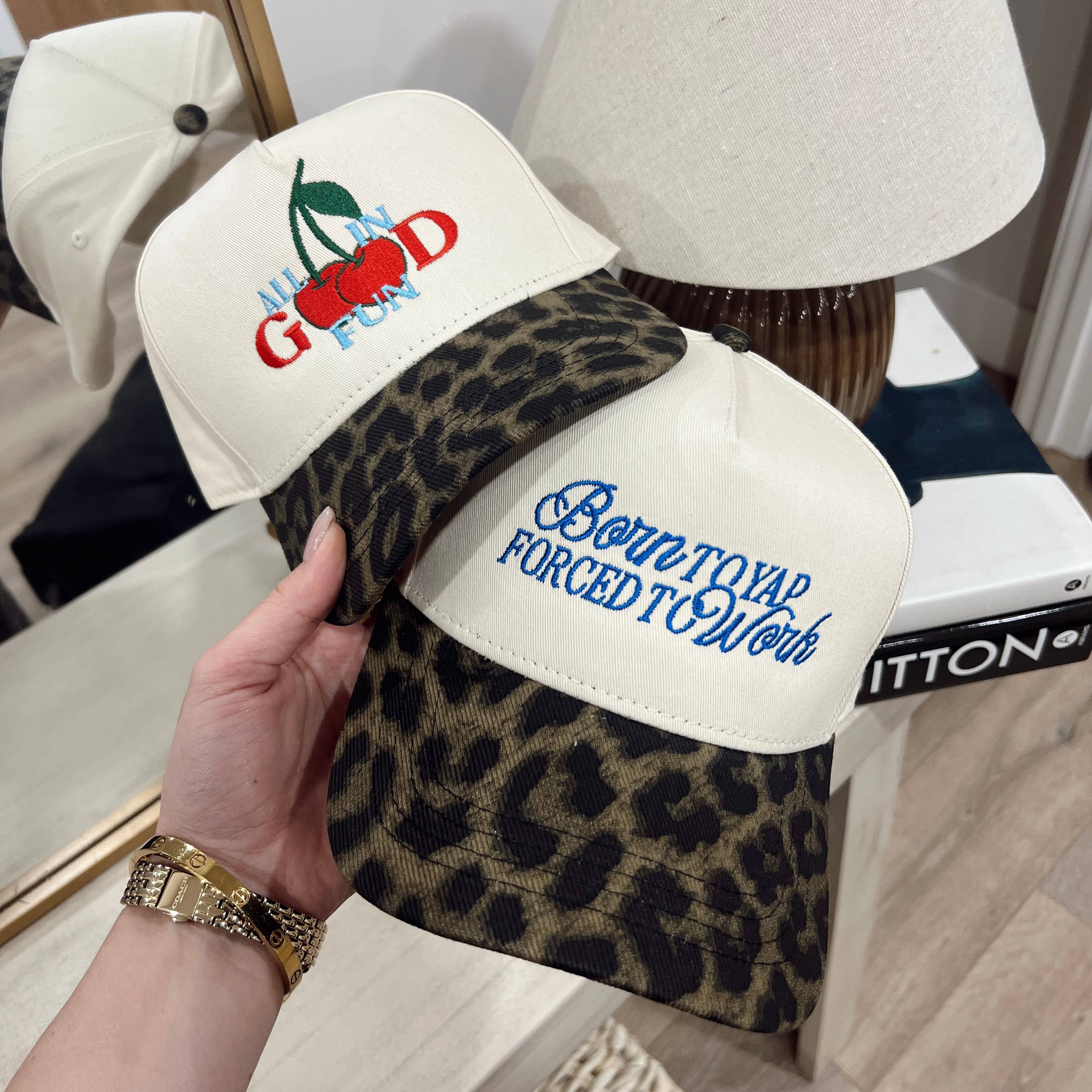 Born To Yap Forced To Work Leopard Hat