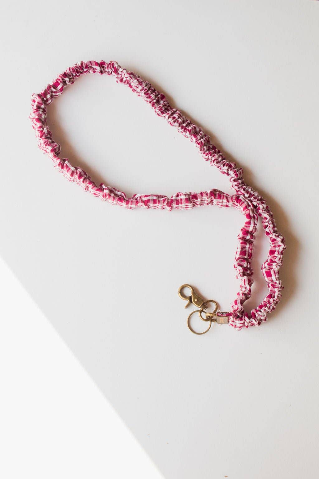 Maroon Checked Lanyard