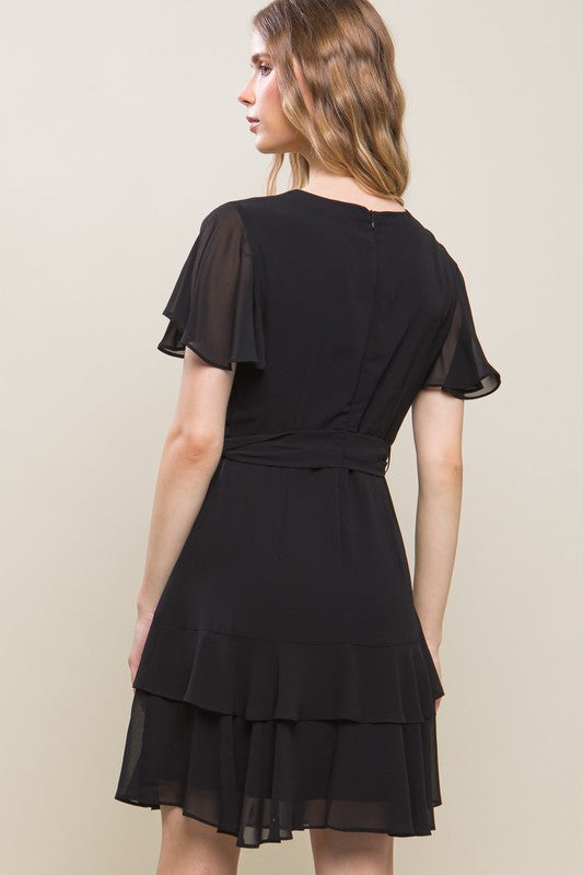 Black Chiffon Mini Dress