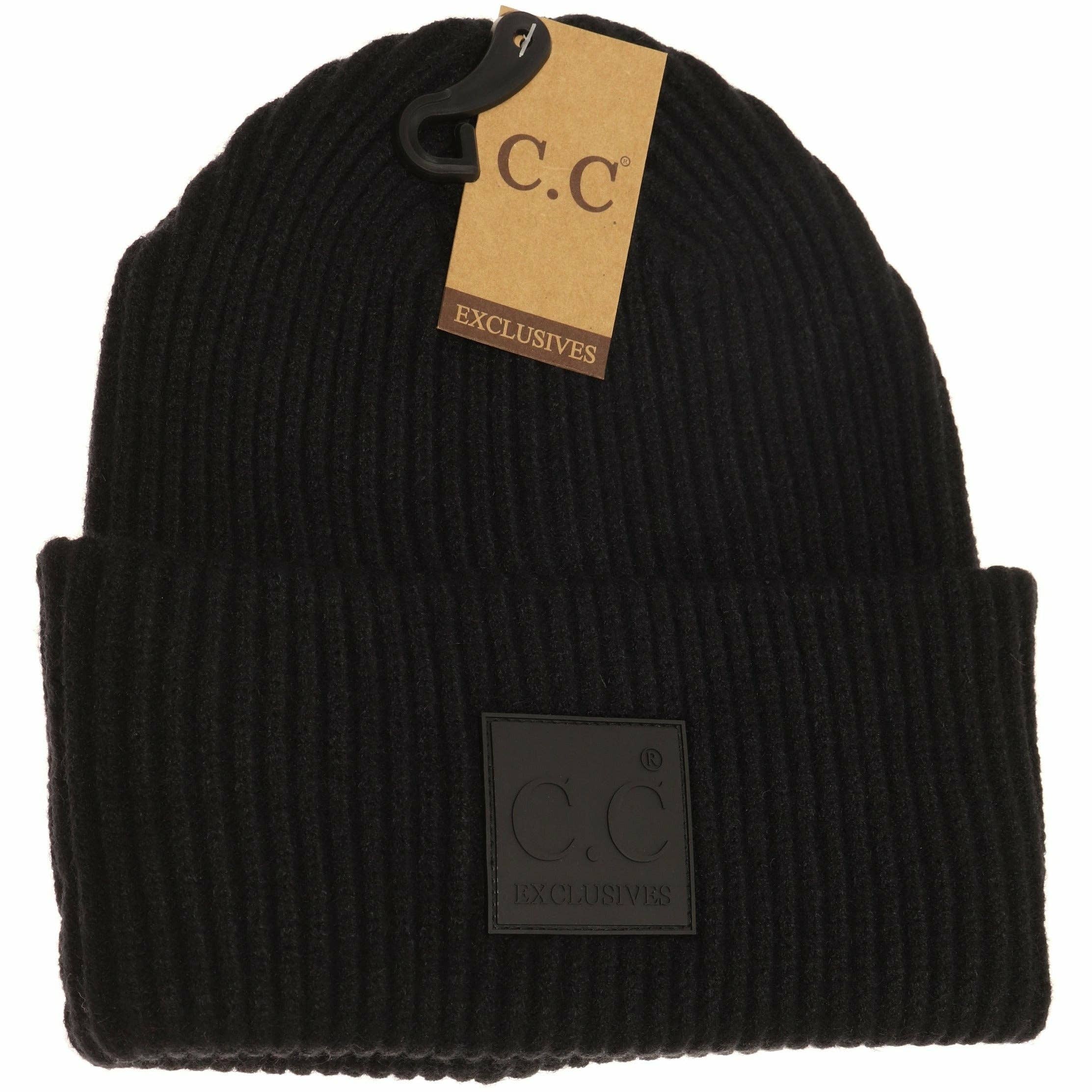 Black Solid Ribbed Beanie - FINAL SALE